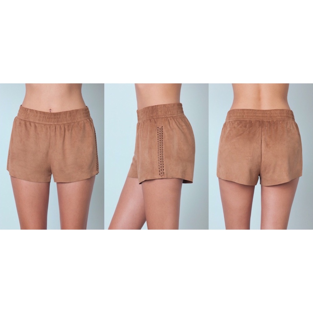 Faux Suede Lace Up Shorts